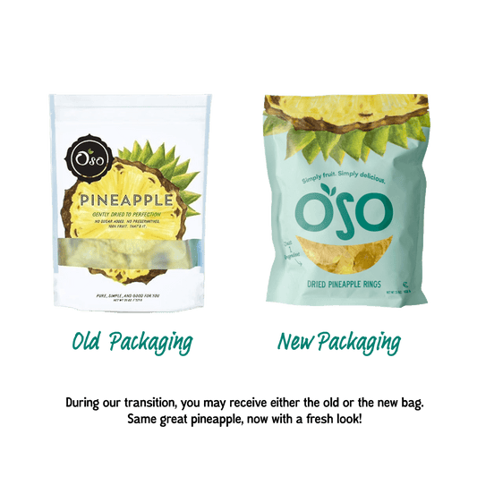 Old bag design vs new dried pineapple bags