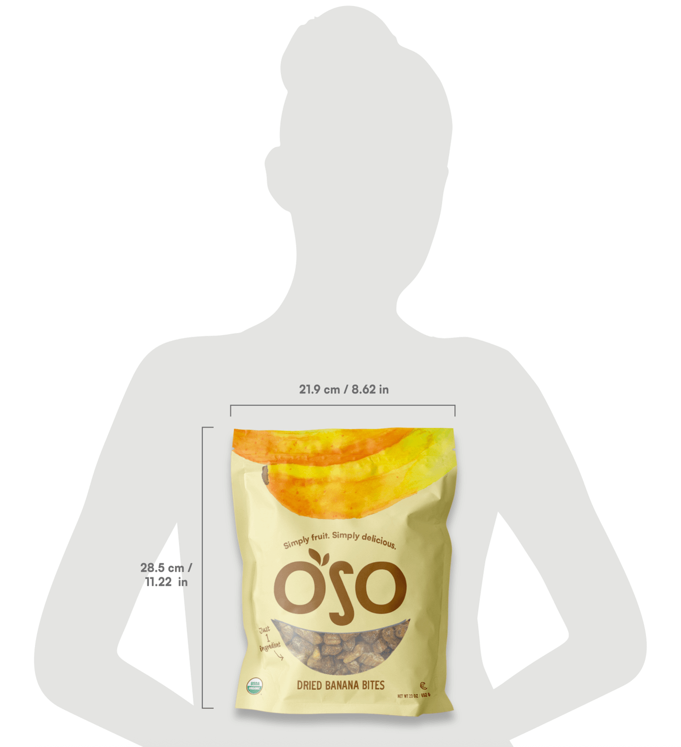 Size of the dried banana bag