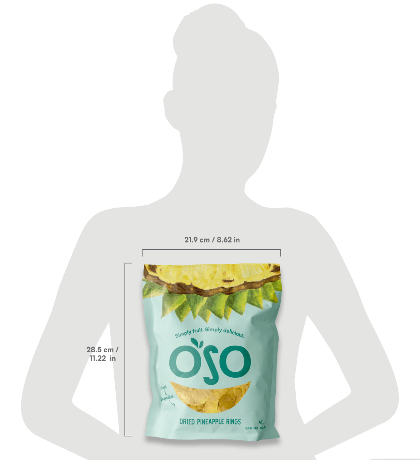 size of the 23 oz pineapple bag