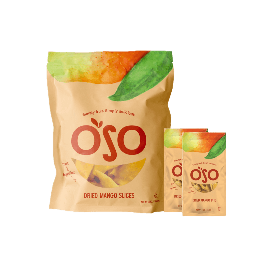 23 oz dried mango bag and 2 snack packs