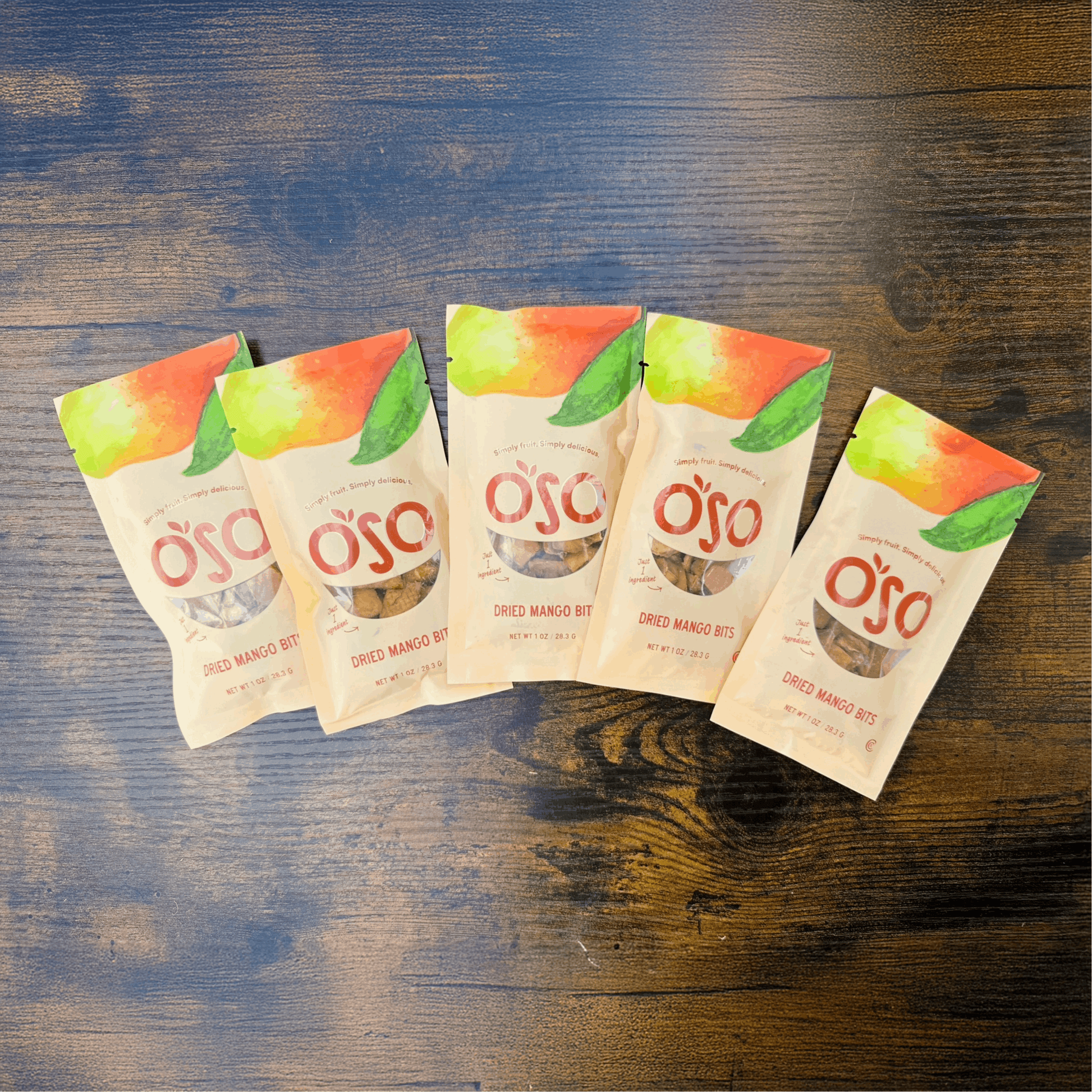 Dried Mango Bits - 5 Single Bags x 1 Oz