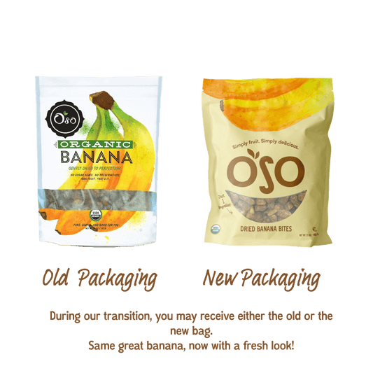 Old design vs new dried banana bags design 