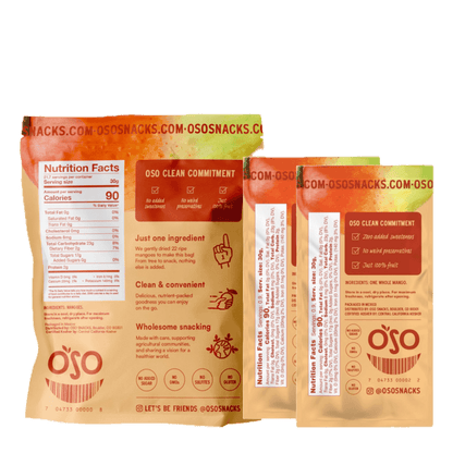 23 oz dried mango bag and 2 snack packs back part 